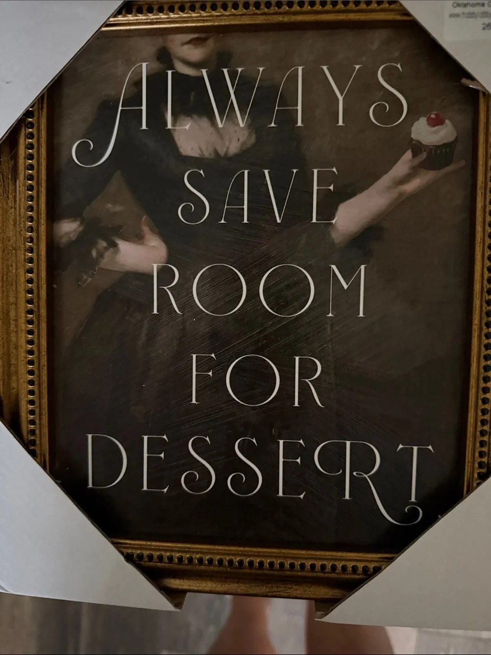 Always Save Room for Dessert Framed Wall Art - Gold nwt